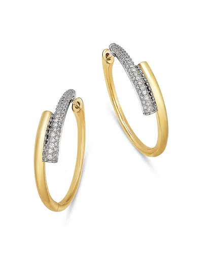 Bloomingdale's Fine Collection Diamond Oval Hoop Earrings In 14k White & Yellow Gold, 0.50 Tcw In Neutral