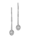 Bloomingdale's Fine Collection Diamond Oval Mosaic Drop Earrings In 14k White Gold, 1.0 Ct. T. W. In White