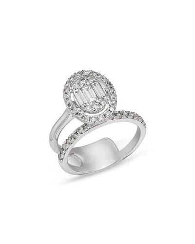 Bloomingdale's Fine Collection Diamond Oval Mosaic Ring In 14k White Gold, 1.0 Ct. T. W.