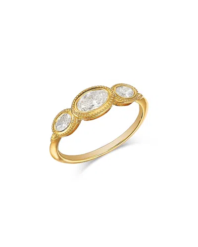 Bloomingdale's Fine Collection Diamond Oval Three Stone Bezel Ring In 14k Yellow Gold, 0.7 Ct. T. W.