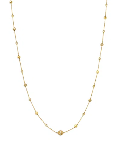 Bloomingdale's Fine Collection Diamond Pave Ball & Bezel Station Necklace In 14k Yellow Gold, 1.0 Tcw In White