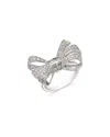 Bloomingdale's Fine Collection Diamond Pave Bow Statement Ring In 14k White Gold, 1.00 Ct. T. W. In White