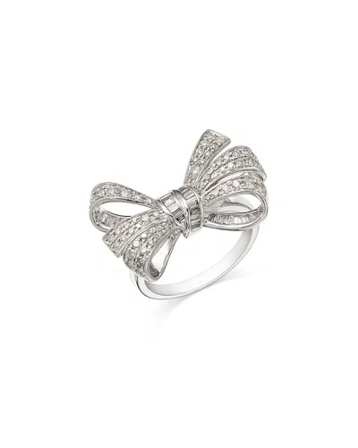 Bloomingdale's Fine Collection Diamond Pave Bow Statement Ring In 14k White Gold, 1.00 Ct. T. W.