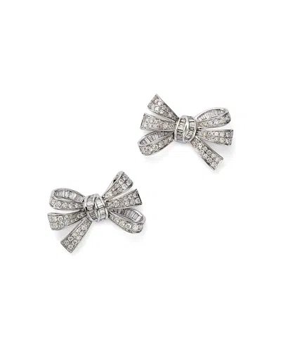 Bloomingdale's Fine Collection Diamond Pave Bow Stud Earrings In 14k White Gold, 2.00 Ct. T. W.