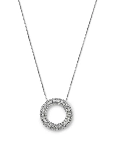 Bloomingdale's Fine Collection Diamond Pave Circle Pendant Necklace In 14k White Gold, 1.25 Tcw In Pink