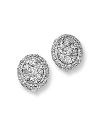 Bloomingdale's Fine Collection Diamond Pave Cluster Earrings In 14k White Gold, 2 Ct. T. W.