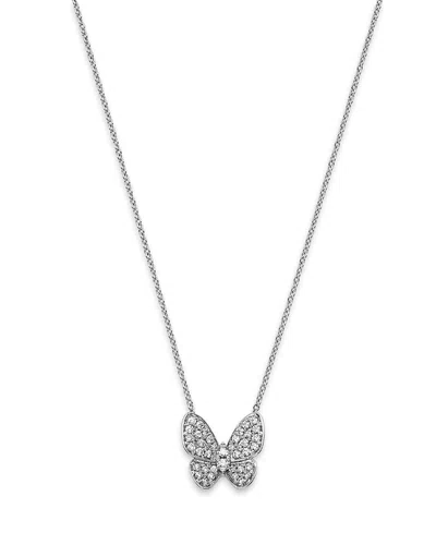Bloomingdale's Fine Collection Diamond Pave Cut Butterfly Pendant Necklace In 14k White Gold, 0.33 Ct. T. W.