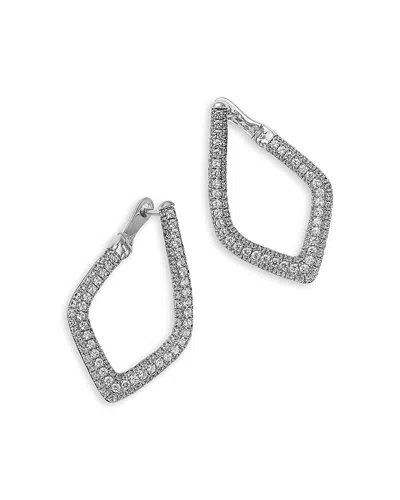 Bloomingdale's Fine Collection Diamond Pave Cut Geometric Spiral Hoop Earrings In 14k White Gold, 1.75 Ct. T. W.