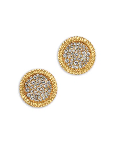 Bloomingdale's Fine Collection Diamond Pave Disc Studs With 14k Yellow Gold Bead Setting, 0.50 Ct. T. W.