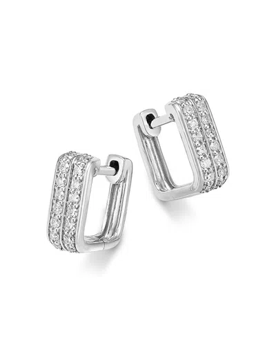 Bloomingdale's Fine Collection Diamond Pave Geometric Huggie Hoop Earrings In 14k White Gold, 0.2 Ct. T. W.