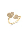 Bloomingdale's Fine Collection Diamond Pave Heart Bypass Ring In 14k Yellow Gold, 0.44 Ct. T. W. In Gold