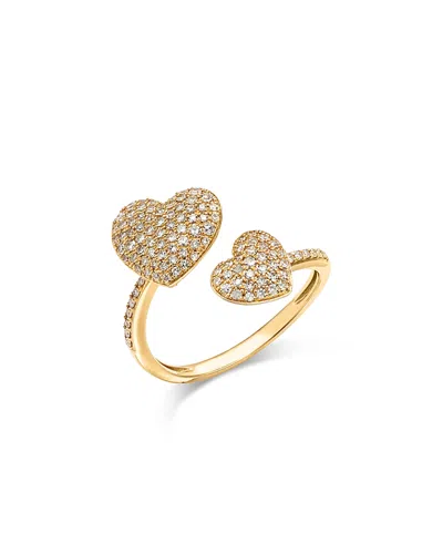 Bloomingdale's Fine Collection Diamond Pave Heart Bypass Ring In 14k Yellow Gold, 0.44 Ct. T. W.