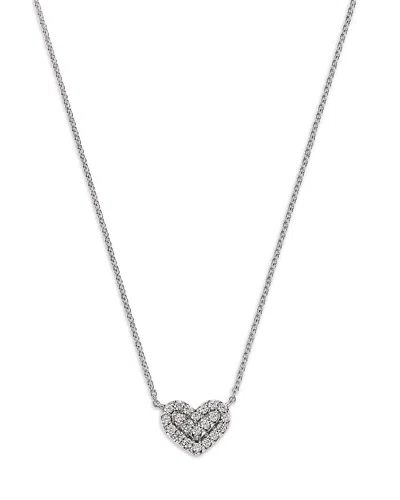 Bloomingdale's Fine Collection Diamond Pave Heart Pendant Necklace In 14k White Gold, 0.25 Tcw In Silver