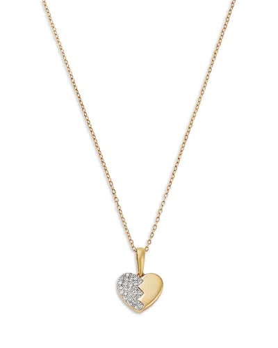 Bloomingdale's Fine Collection Diamond Pave Heart Pendant Necklace In 14k Yellow Gold, 0.12 Ct. T. W.