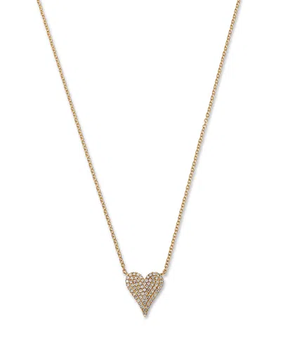 Bloomingdale's Fine Collection Diamond Pave Heart Pendant Necklace In 14k Yellow Gold, 0.21 Ct. T. W.