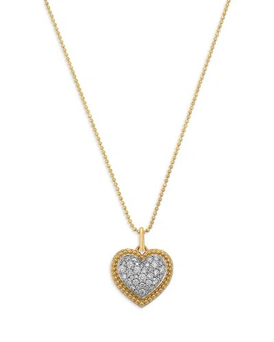 Bloomingdale's Fine Collection Diamond Pave Heart Pendant Necklace In 14k Yellow Gold, 0.53 Tcw