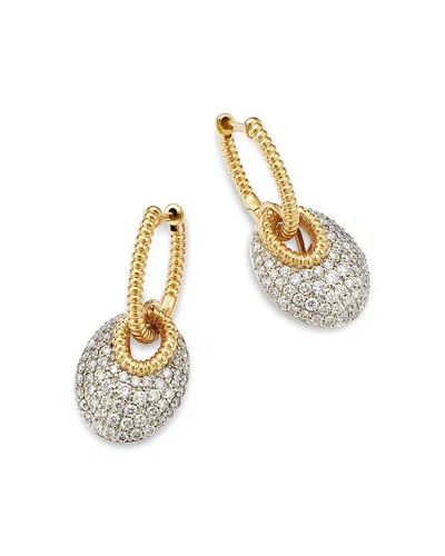 Bloomingdale's Fine Collection Diamond Pave Hoop Earrings In 14k Yellow Gold, 1.0 Tcw