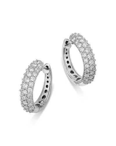 Bloomingdale's Fine Collection Diamond Pave Huggie Hoop Earrings In 14k White Gold, 1.0 Tcw In Metallic