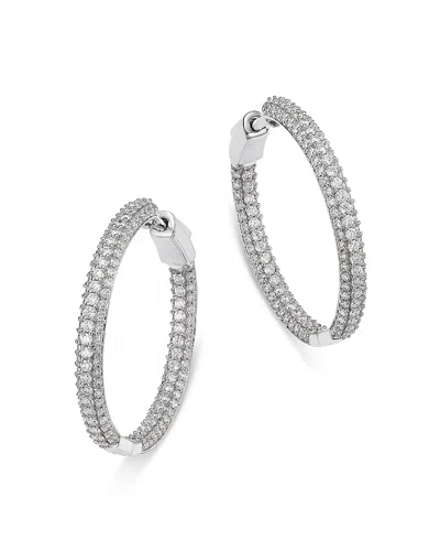 Bloomingdale's Fine Collection Diamond Pave Inside Out Hoop Earrings In 14k White Gold, 2.0 Tcw In Metallic