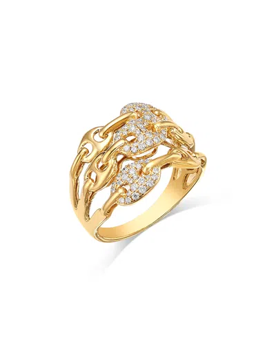 Bloomingdale's Fine Collection Diamond Pave Mariner Ring In 14k Yellow Gold, 0.35 Ct. T. W.
