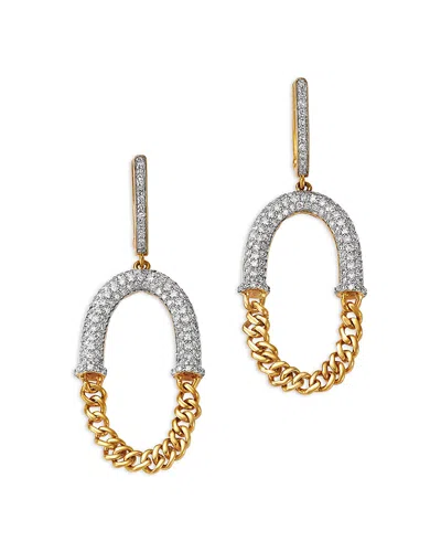 Bloomingdale's Fine Collection Diamond Pave Oval Chain Drop Earring In 14k Yellow Gold, 1.38 Ct. T. W.