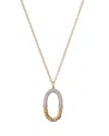 Bloomingdale's Fine Collection Diamond Pave Oval Chain Pendant Necklace In 14k Yellow Gold, 0.87 Ct. T. W.