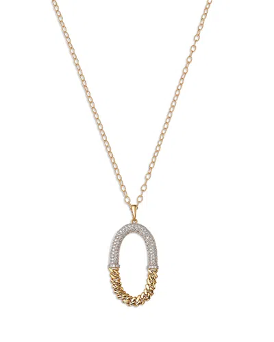 Bloomingdale's Fine Collection Diamond Pave Oval Chain Pendant Necklace In 14k Yellow Gold, 0.87 Ct. T. W.