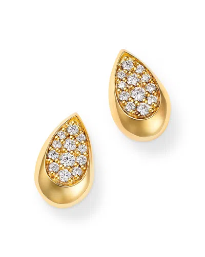 Bloomingdale's Fine Collection Diamond Pave Pear Shaped Stud Earrings In 14k Yellow Gold, 0.33 Ct. T. W.