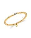 Bloomingdale's Fine Collection Diamond Pave Polished Bead Stretch Bracelet In 14k Yellow Gold, 0.30 Tcw In Gold