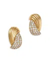 Bloomingdale's Fine Collection Diamond Pave Stud Earrings In 14k Textured Yellow Gold, 1.07 Ct. T. W. In Gold