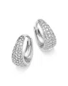 Bloomingdale's Fine Collection Diamond Pave Tapered Huggie Hoop Earrings In 14k White Gold, 0.25 Ct. T. W. In White