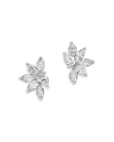 Bloomingdale's Fine Collection Diamond Pear & Marquis Cluster Stud Earrings In 14k White Gold, 0.61 Tcw