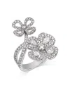 Bloomingdale's Fine Collection Diamond Pear & Round Double Flower Ring In 14k White Gold, 1.7 Ct. T. W. In White