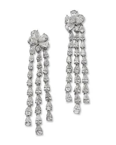 Bloomingdale's Fine Collection Diamond Pear & Round Fringe Drop Earrings In 18k White Gold, 7.0 Ct. T. W.