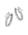 Bloomingdale's Fine Collection Diamond Pear & Round Huggie Hoop Earrings In 14k White Gold, 0.60 Ct. T. W. In White