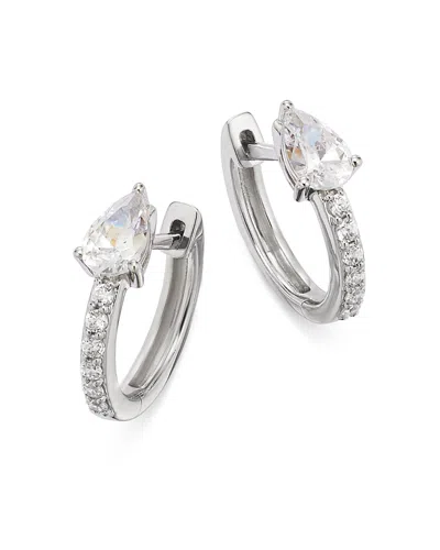 Bloomingdale's Fine Collection Diamond Pear & Round Huggie Hoop Earrings In 14k White Gold, 0.60 Ct. T. W.