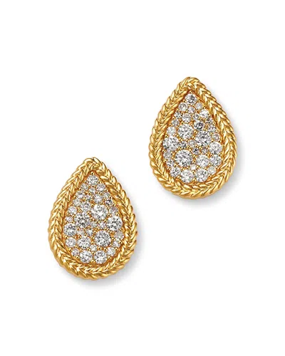 Bloomingdale's Fine Collection Diamond Pear Shaped Pave Studs With 14k Yellow Gold Bead Setting, 0.50 Ct. T. W.