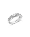 Bloomingdale's Fine Collection Diamond Princess & Round Double Row Ring In 14k White Gold, 0.75 Tcw In White