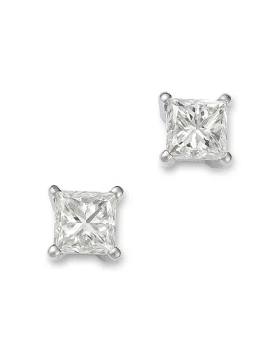 Bloomingdale's Fine Collection Diamond Princess Cut Stud Earrings In 14k White Gold, 1.5 Tcw In Metallic