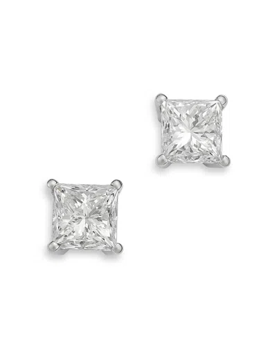 Bloomingdale's Fine Collection Diamond Princess Cut Stud Earrings In 14k White Gold, 2.0 Tcw In Metallic