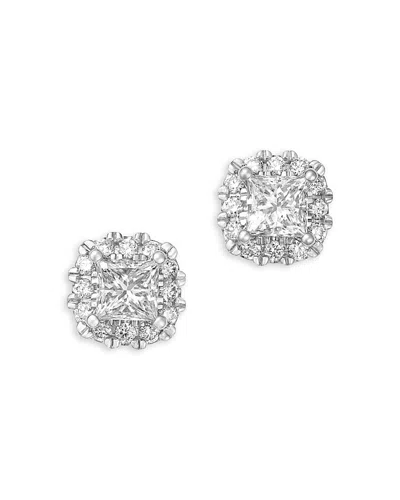 Bloomingdale's Fine Collection Diamond Princess Halo Stud Earrings In 14k White Gold, 1.25 Tcw