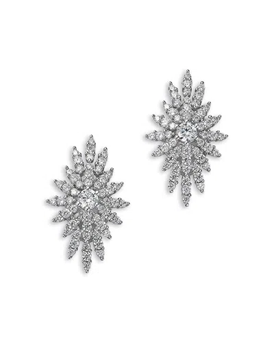 Bloomingdale's Fine Collection Diamond Retro Chic Starburst Stud Earrings In 14k White Gold, 1.5 Tcw
