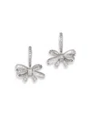 Bloomingdale's Fine Collection Diamond Round & Baguette Bow Drop Earrings In 14k White Gold, 1.00 Ct. T. W. In White
