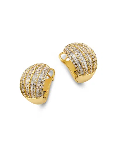 Bloomingdale's Fine Collection Diamond Round & Baguette Dome Earrings In 14k Yellow Gold, 1.0 Ct. T. W.