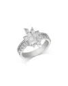 Bloomingdale's Fine Collection Diamond Round & Baguette Geometric Cluster Double Row Ring In 14k White Gold, 0.75 Tcw In Metallic