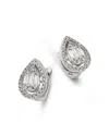Bloomingdale's Fine Collection Diamond Round & Baguette Halo Cluster Hoop Earrings In 14k White Gold, 1.00 Ct. T. W. In White