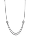 Bloomingdale's Fine Collection Diamond Round & Baguette Halo Mosaic Double Row Tennis Necklace In 14k White Gold, 7.50 Ct. T. W. In White
