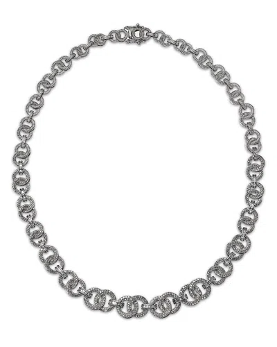 Bloomingdale's Fine Collection Diamond Round & Baguette Link Collar Necklace In 14k White Gold, 3.50 Ct. T. W.
