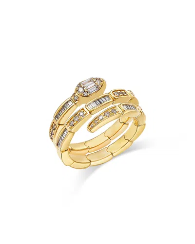 Bloomingdale's Fine Collection Diamond Round & Baguette Serpent Ring In 14k Yellow Gold, 0.50 Tcw
