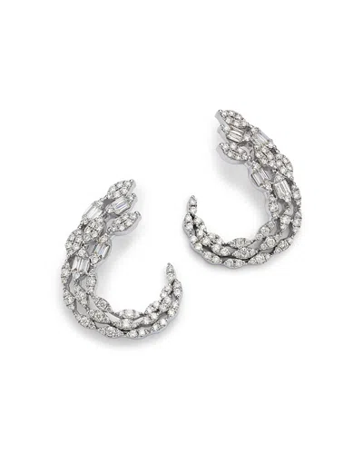 Bloomingdale's Fine Collection Diamond Round & Baguette Spiral Hoop Earrings In 14k White Gold, 1.75 Ct. T. W.